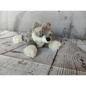 Aurora Mini Siberian Husky Wolf Plush Stuffed Animal with Blue Eyes - 6.5 Inches